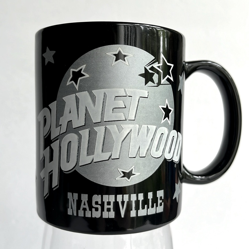 Planet Hollywood Nashville Mug Cup Vintage 1991 Black  Silver Moon Stars